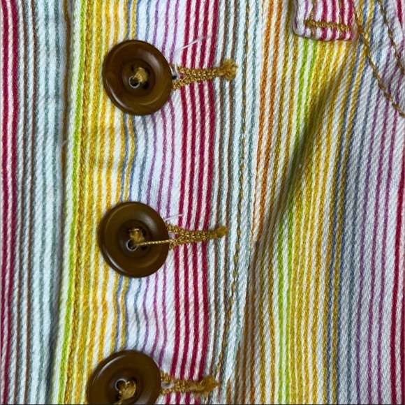Anthropologie Maeve Striped Stretch Denim Pencil Skirt w/ Brown Buttons Size 10 - Picture 5 of 7